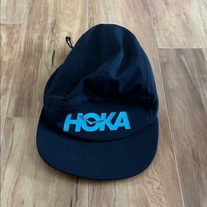 Hoka Black Cap with Vibrant Blue Logo - run cap - lightweight